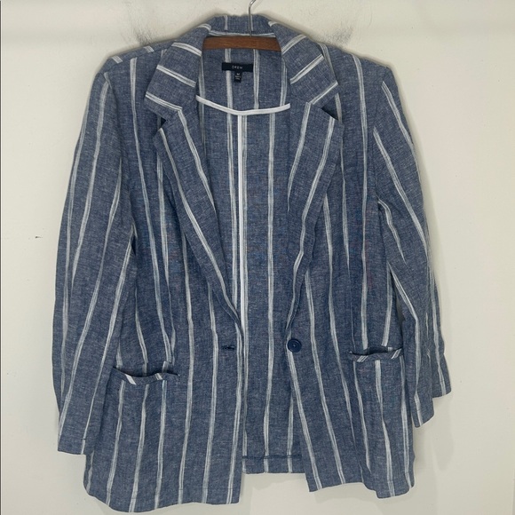 DREW Blue Linen Blend Striped Blazer Jacket Size Medium - Picture 16 of 16